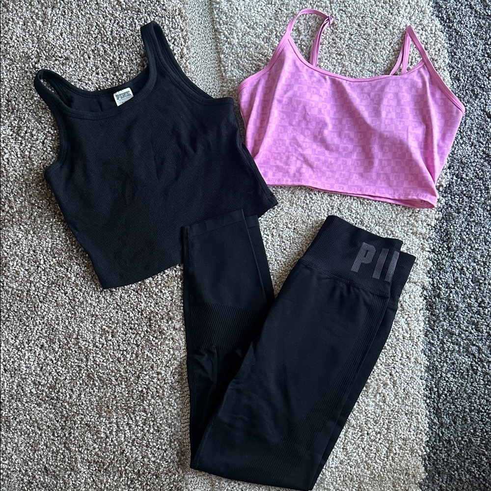 PINK Victoria's Secret Black and Pink bundle Medium